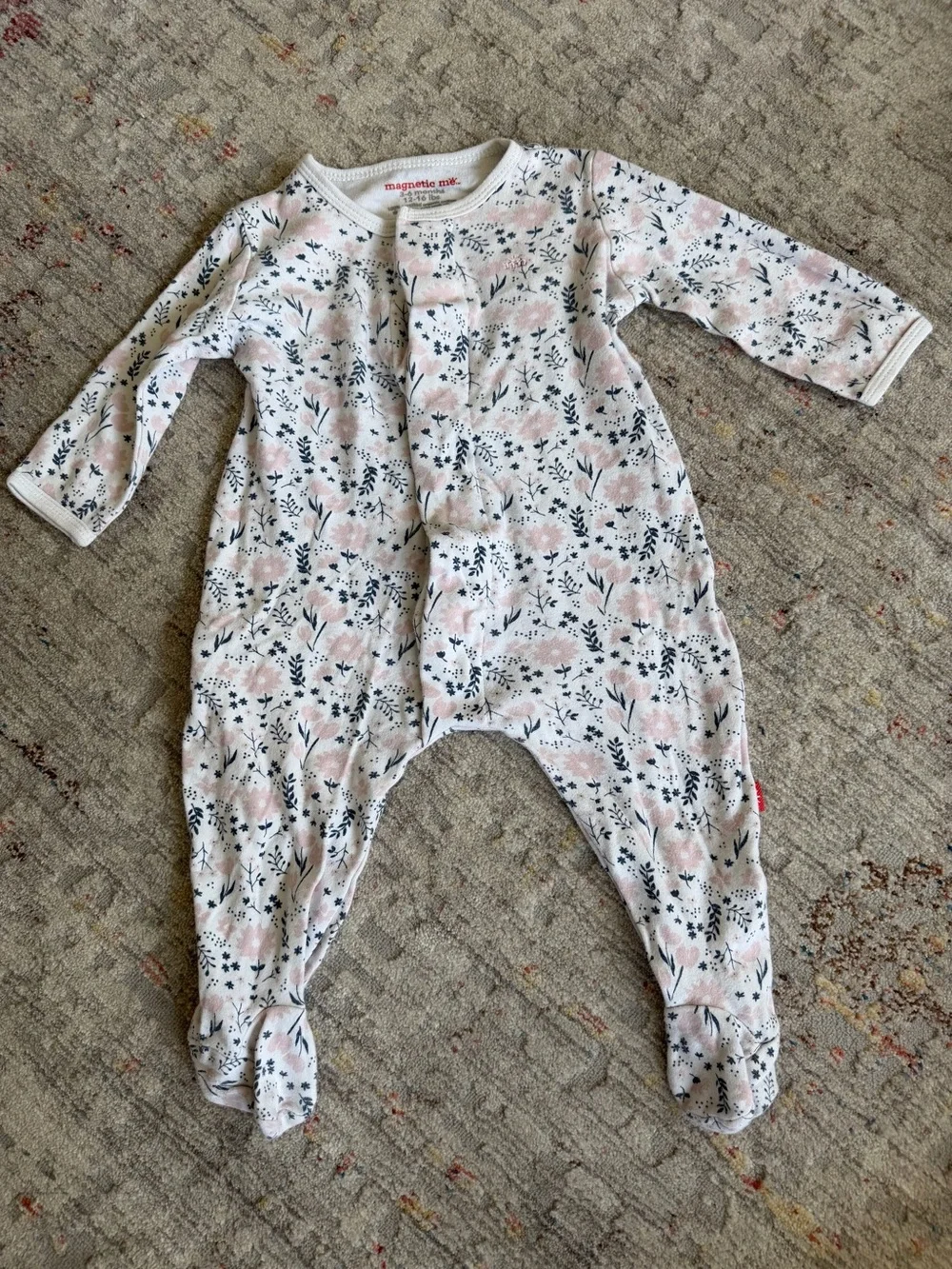 Magnetic Me One-Piece with Pink Floral Print, 3-6M